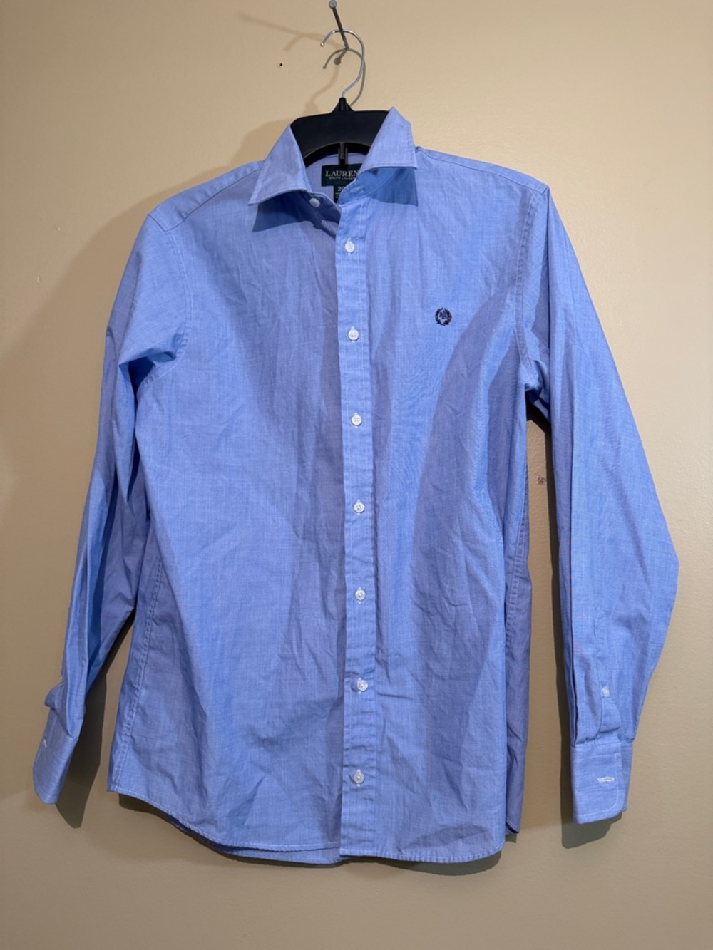 Lauren Ralph Lauren Blue Long-Sleeve Button-Up Dress Shirt